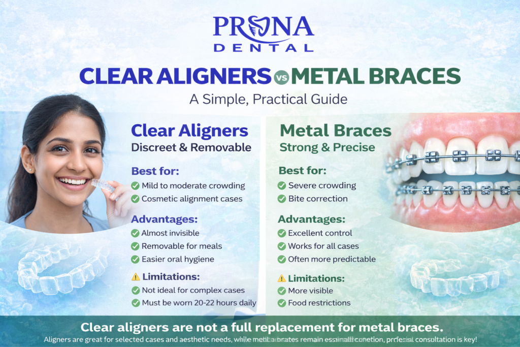Clear Aligners vs Metal Braces - Prana Multispeciality Dental Clinic